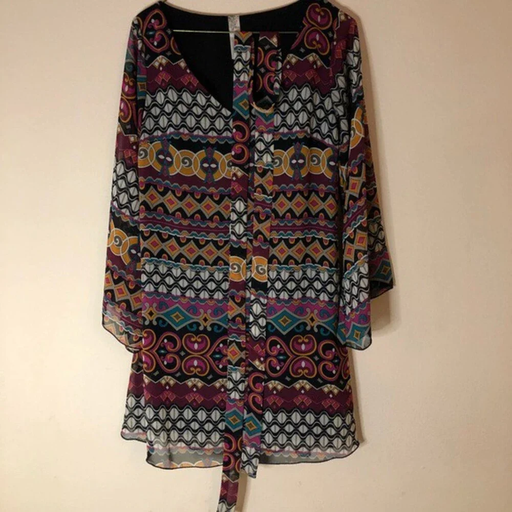 Yahada Boho Multi Color Sheath Mini Dress